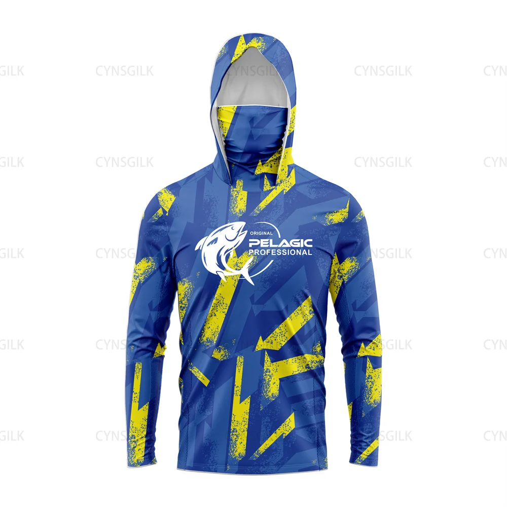 Pelagic Men’s Long Sleeve Hooded Fishing Shirt – UV Protection Performance Apparel
