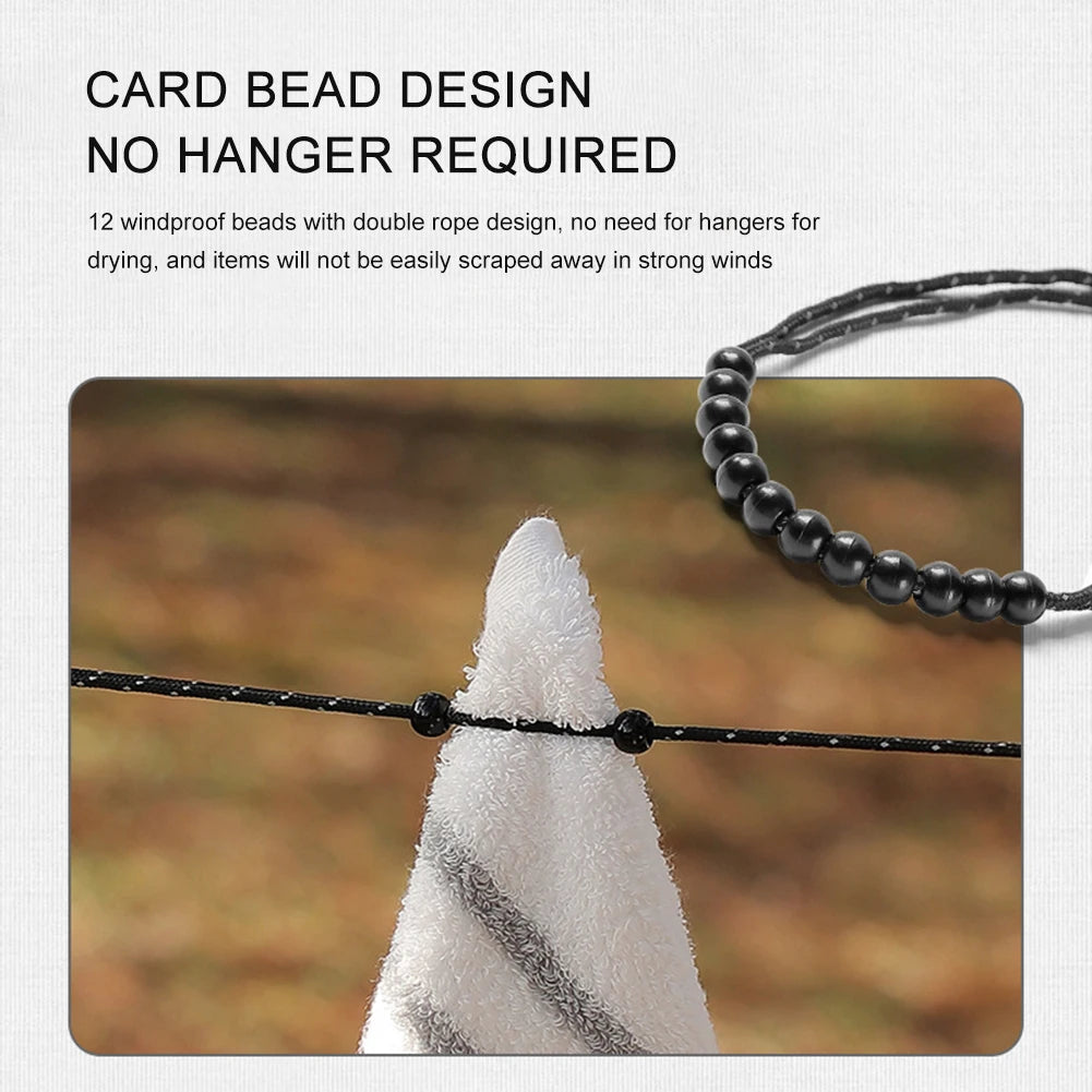 3M Adjustable Camping Clothesline with 12 Clips