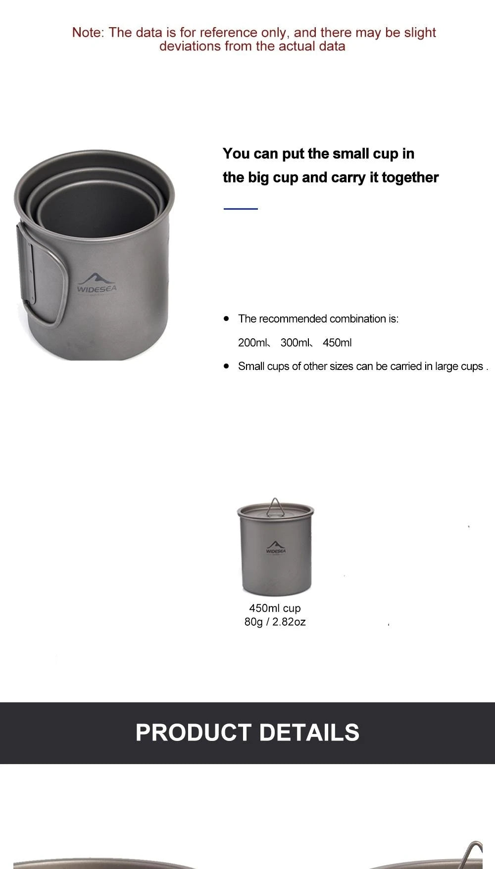 Widesea Titanium Camping Mug – Lightweight Outdoor Travel Cup for Hiking & Picnic
