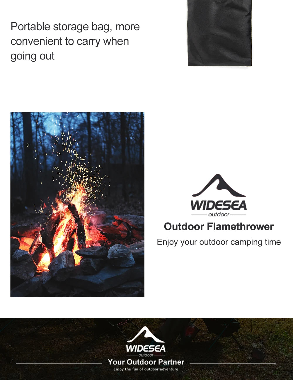 Widesea Portable Camping Flame Igniter with Wooden Handle