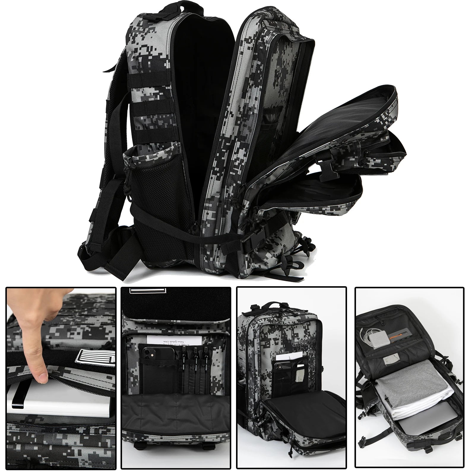 45L MOLLE Tactical Backpack with Bottle Holder