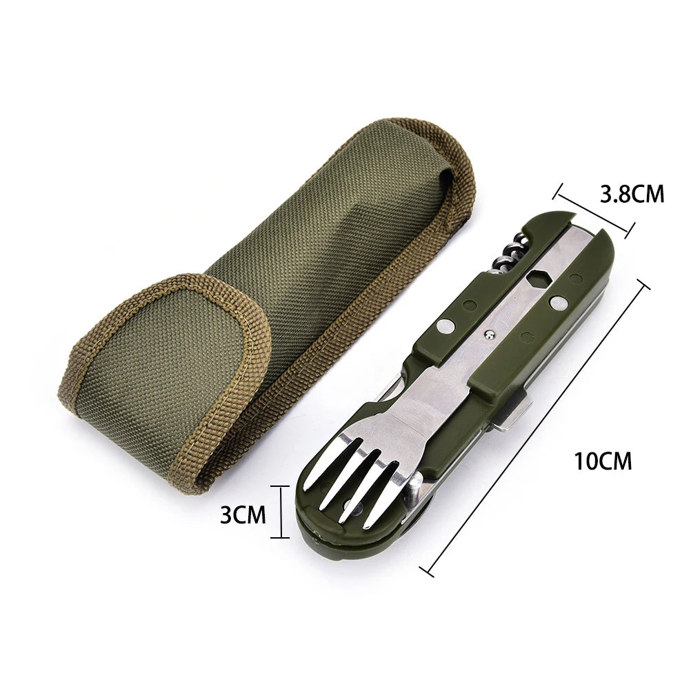 Stainless Steel Folding Camping Cutlery Set