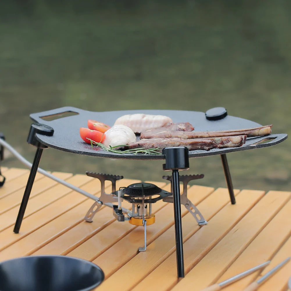 Portable Adjustable Triangular BBQ Grill Pot Rack with Chain