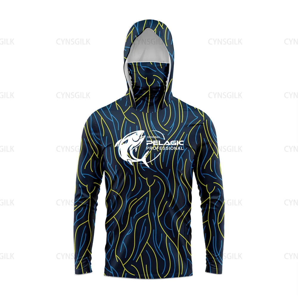 Pelagic Men’s Long Sleeve Hooded Fishing Shirt – UV Protection Performance Apparel