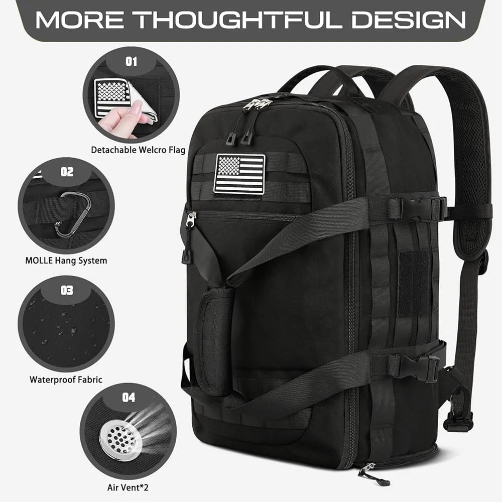 3-in-1 Tactical Duffle Backpack with Shoe Compartment
