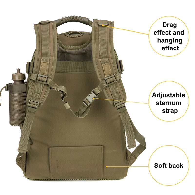 65L Tactical Hiking Backpack – Military Camping Rucksack