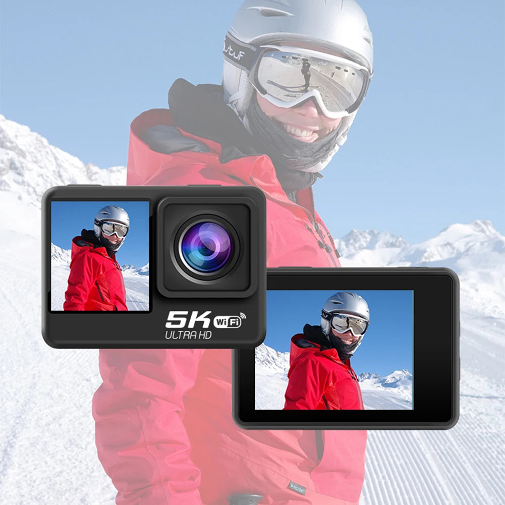 4K 60FPS Dual-Screen Action Camera with Remote