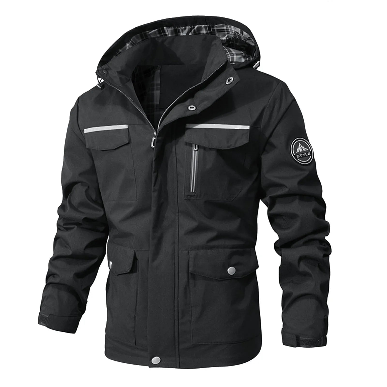 Plus Size Men’s Windproof Hooded Hiking Jacket