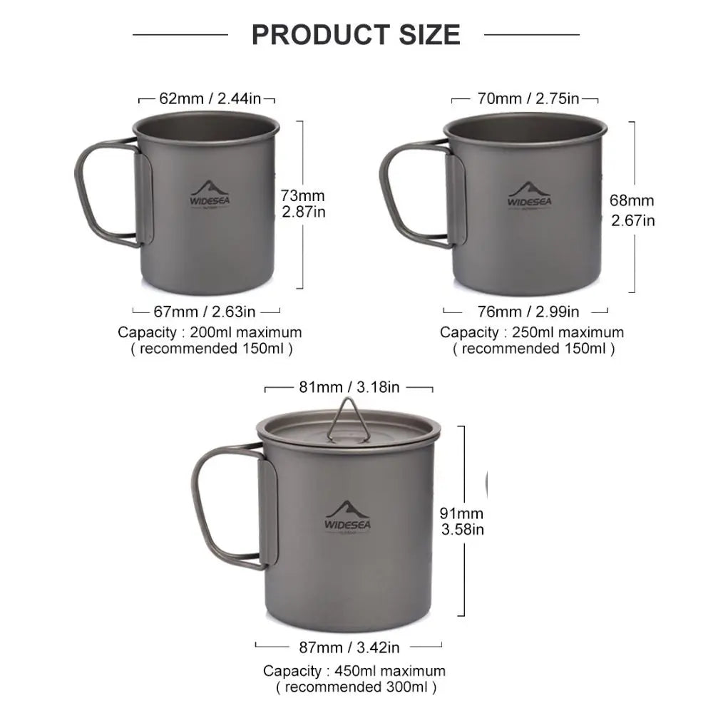 Widesea Titanium Camping Mug – Lightweight Outdoor Travel Cup for Hiking & Picnic