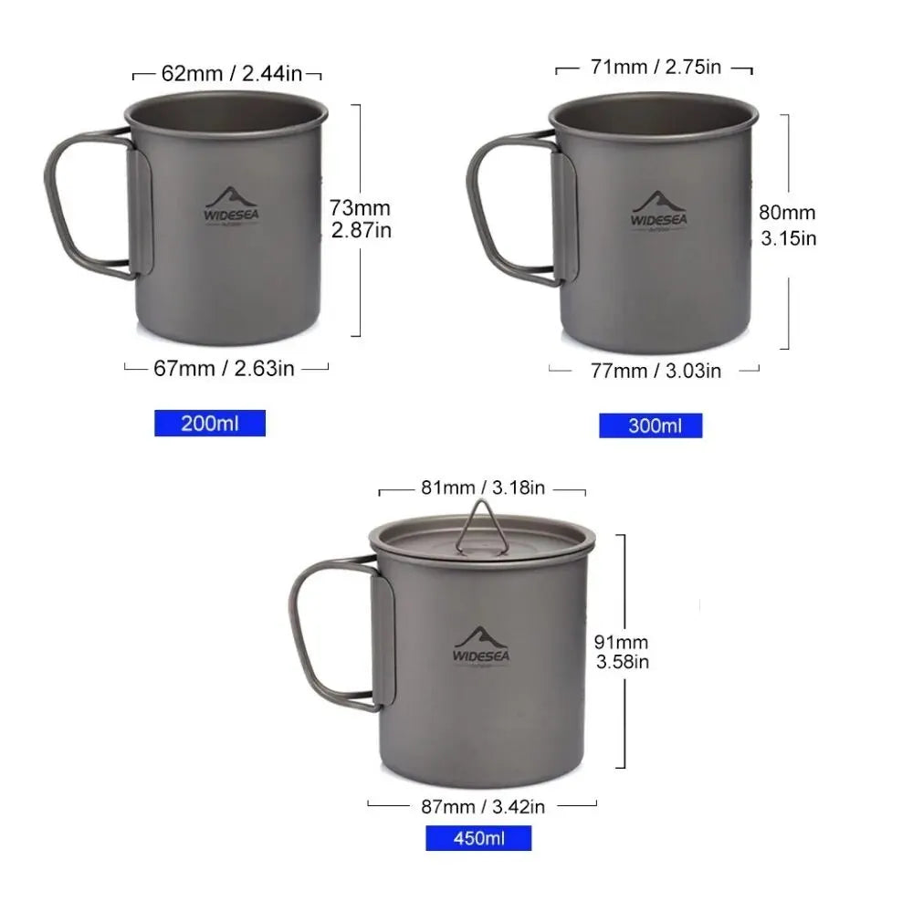 Widesea Titanium Camping Mug – Lightweight Outdoor Travel Cup for Hiking & Picnic