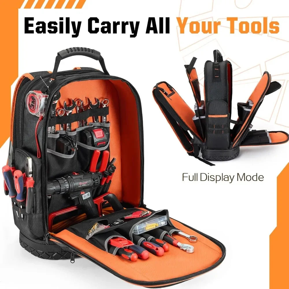 Heavy-Duty Black Tool Backpack – 1680D with Molded Base