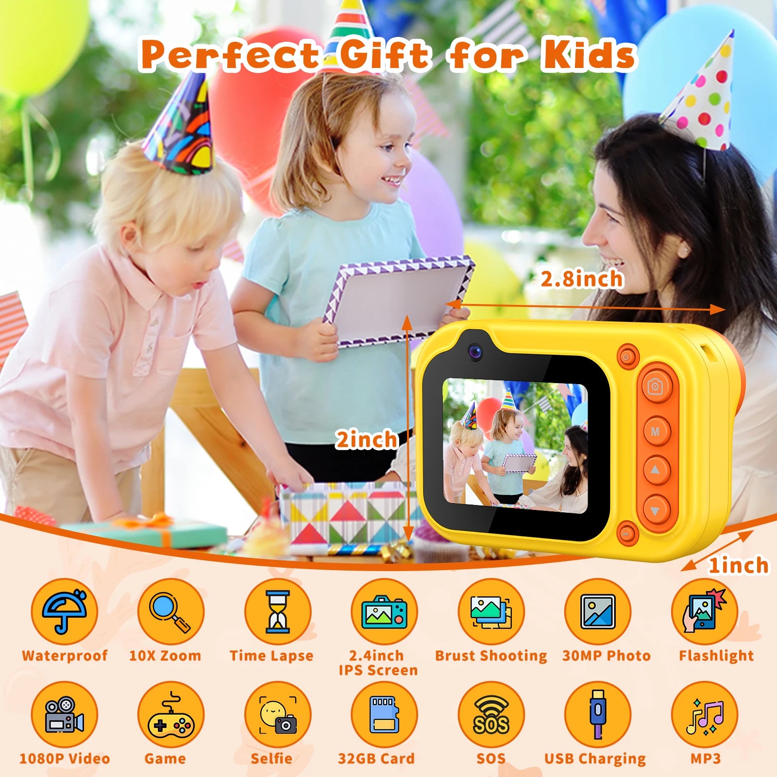 Waterproof Kids HD Camera with 32GB Card