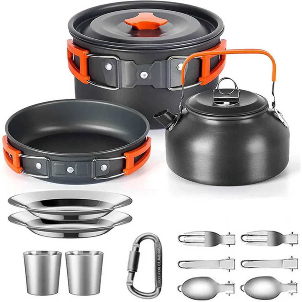 Camping Cookware Set for 2-3 People – Non-Stick Pots & Teapot