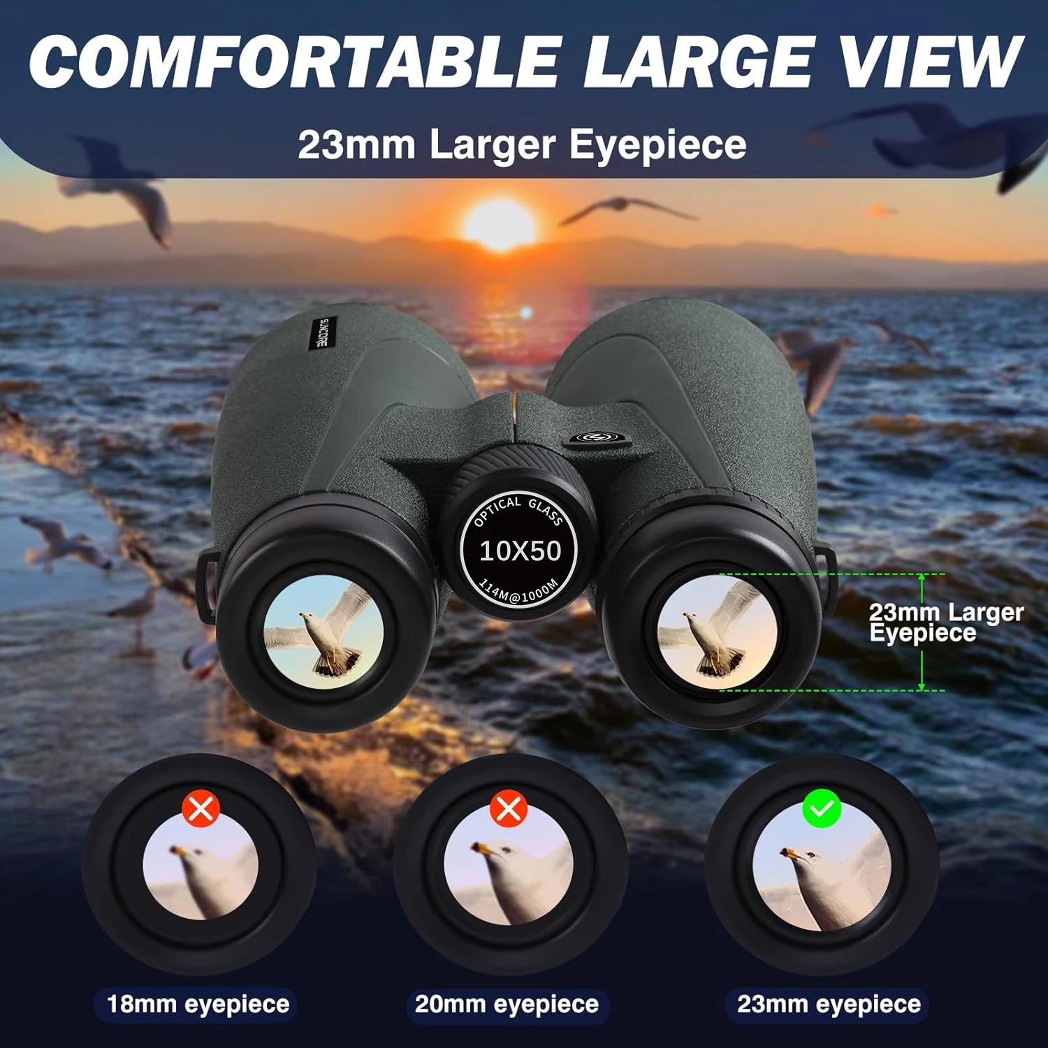 10x50 Waterproof Binoculars – BAK4 Prism Long Range