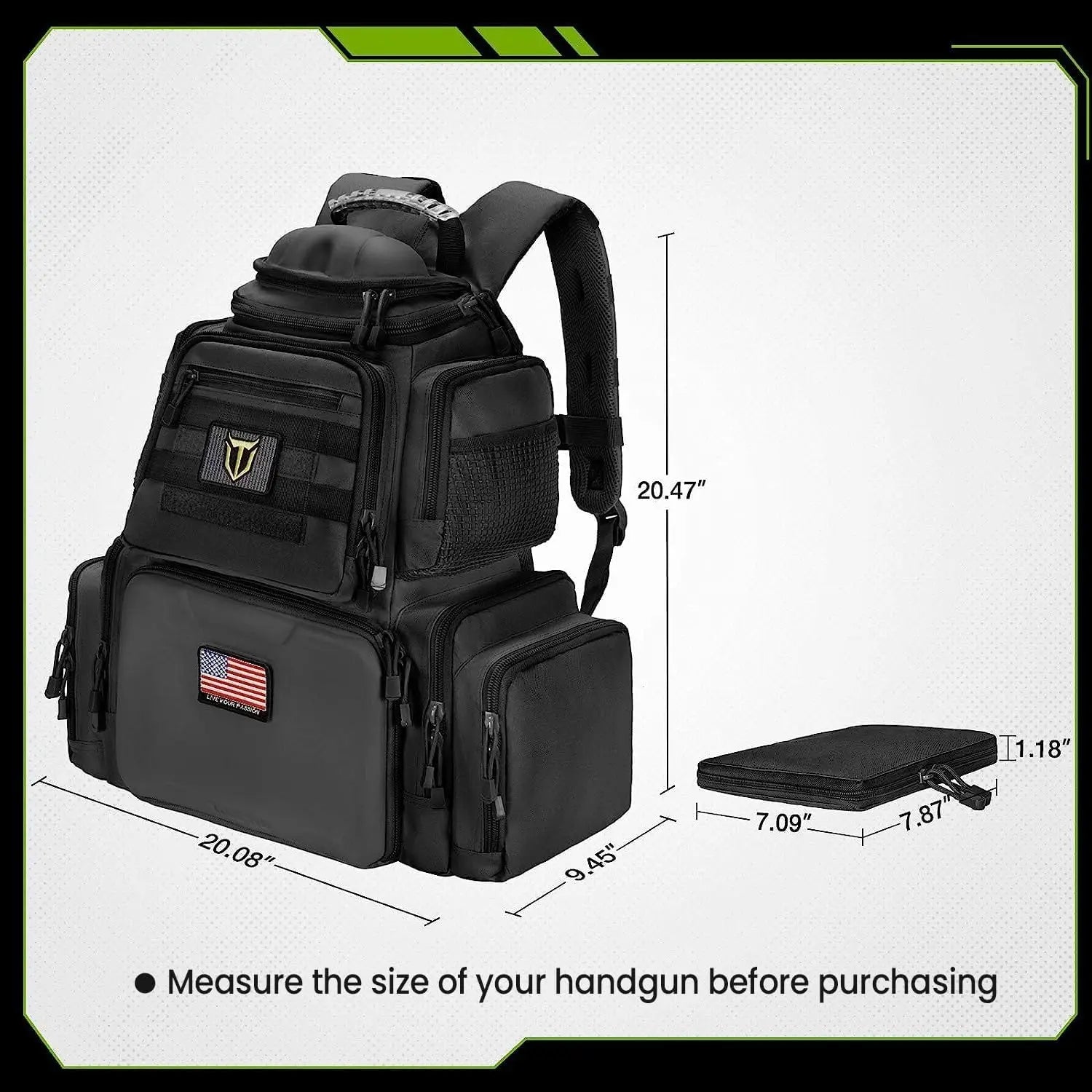 Tactical Range Backpack with Pistol Case – Black