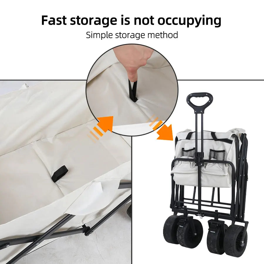 Heavy-Duty Folding Utility Wagon – Collapsible Outdoor Cart for Beach, Garden & Camping