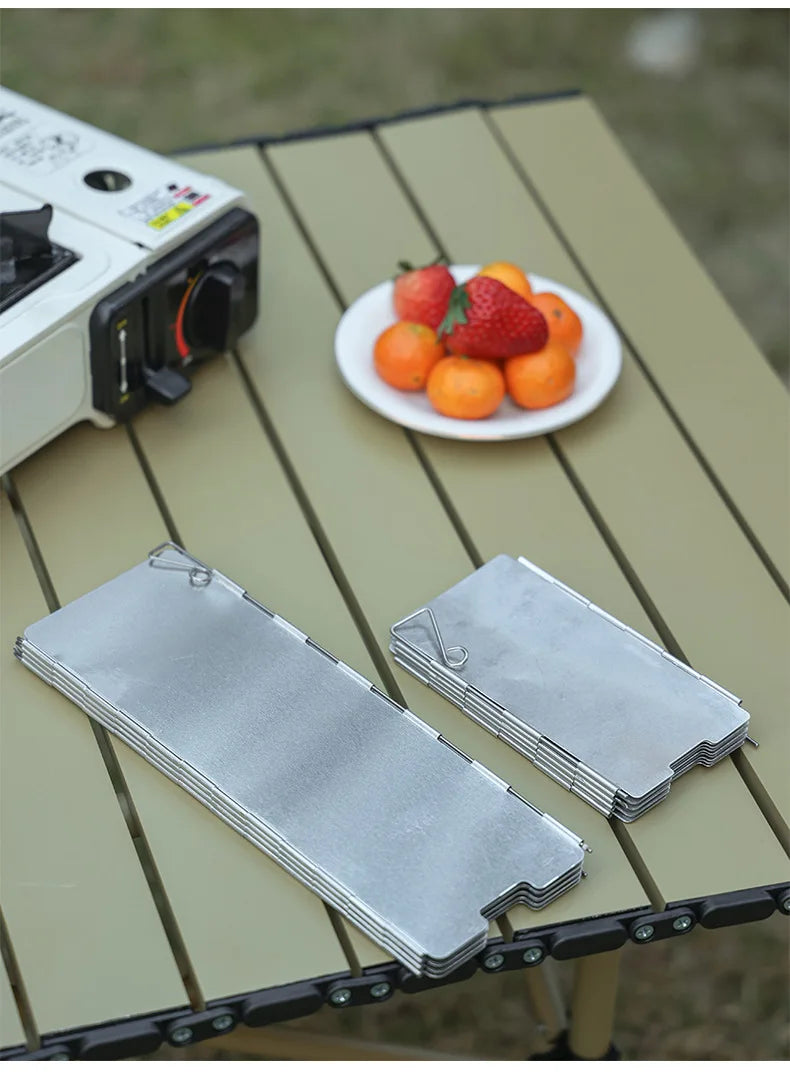 Aluminum Alloy Camping Stove Windshield – 8/9/10 Plate Foldable Wind Screen