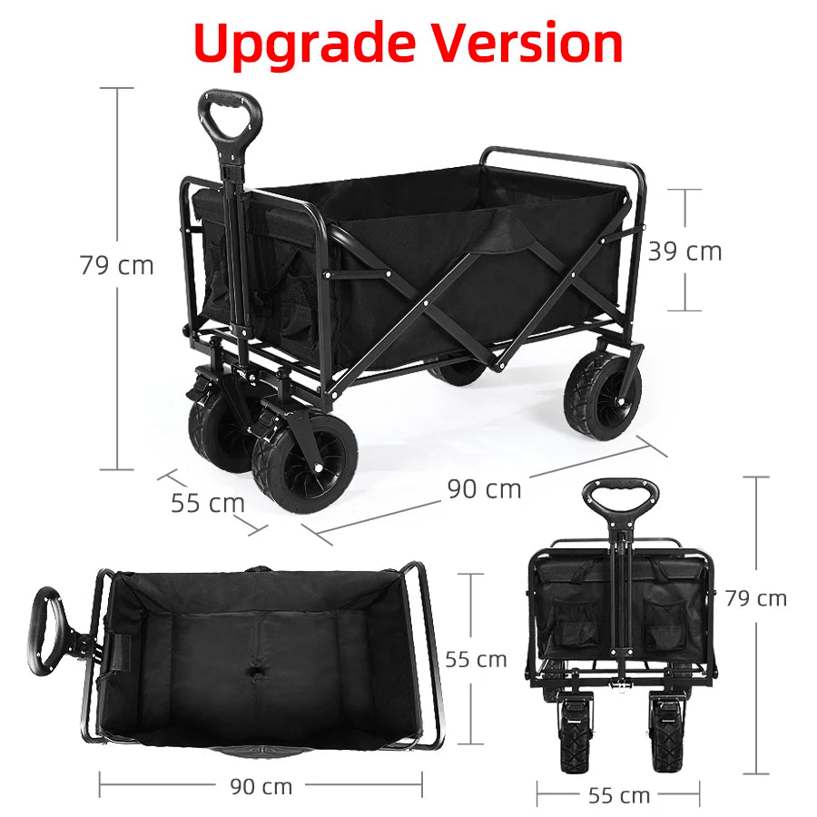 Heavy-Duty Folding Utility Wagon – Collapsible Outdoor Cart for Beach, Garden & Camping
