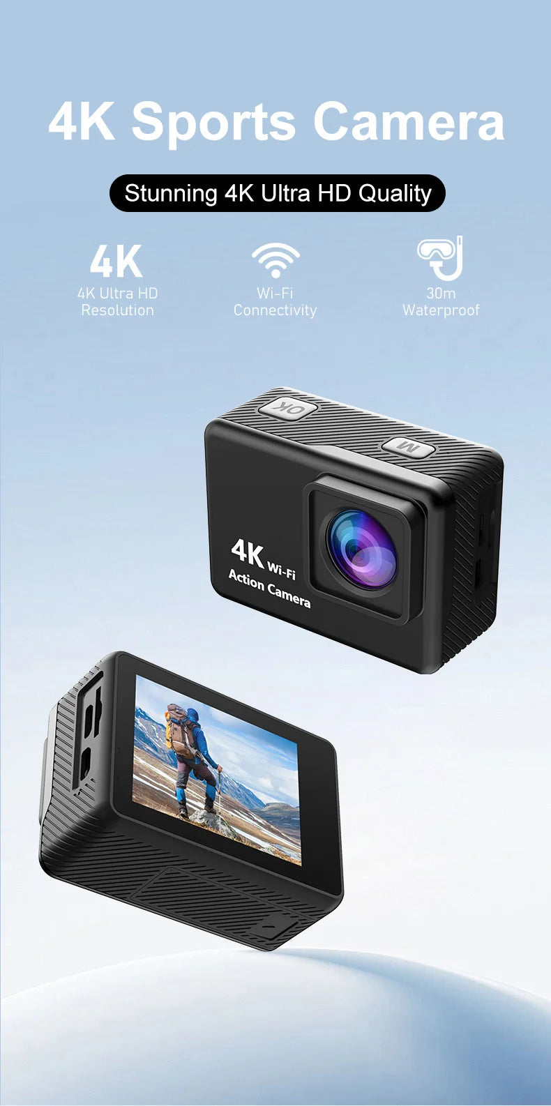 4K Action Camera with WiFi – Waterproof Sports Cam
