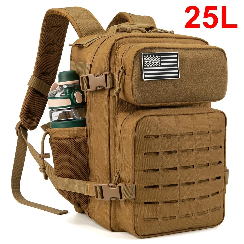 25L/45L Tactical Outdoor Survival Backpack with Bottle Holder