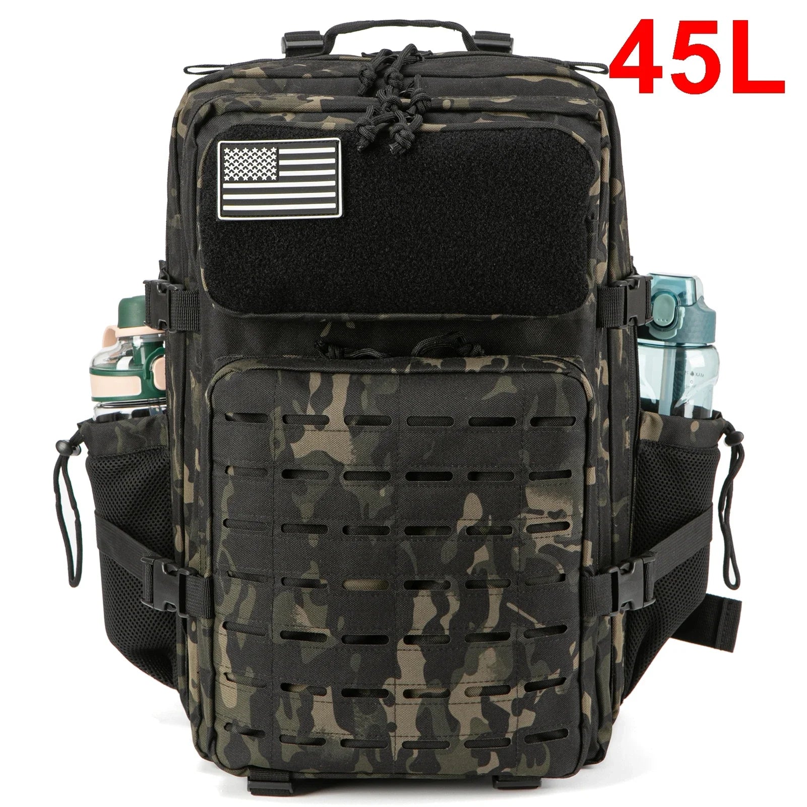 25L/45L Tactical Outdoor Survival Backpack with Bottle Holder