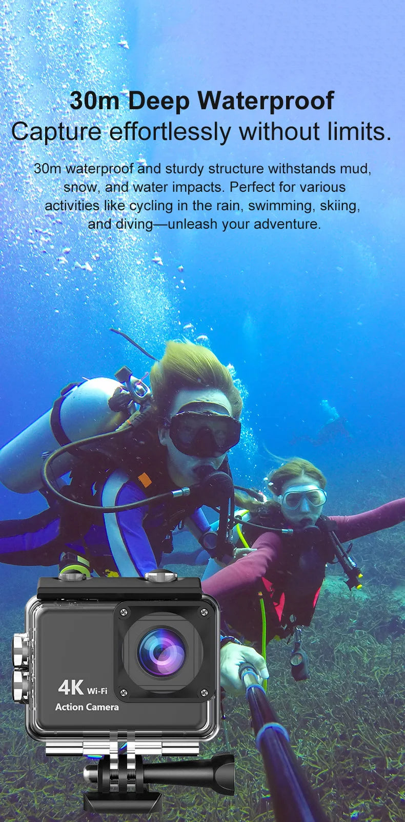 4K Action Camera with WiFi – Waterproof Sports Cam