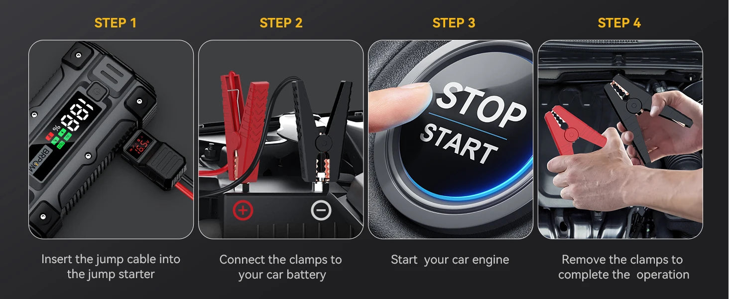 3000A–5000A Car Jump Starter & Power Bank for 12V Vehicles