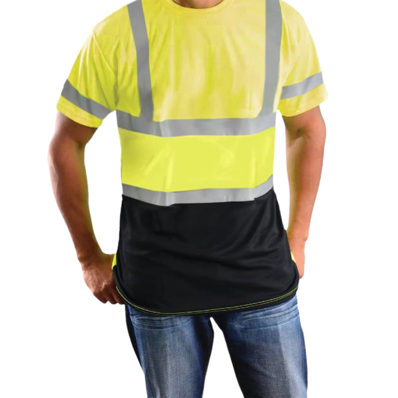 Men’s Hi-Vis Reflective Safety T-Shirt with Pocket