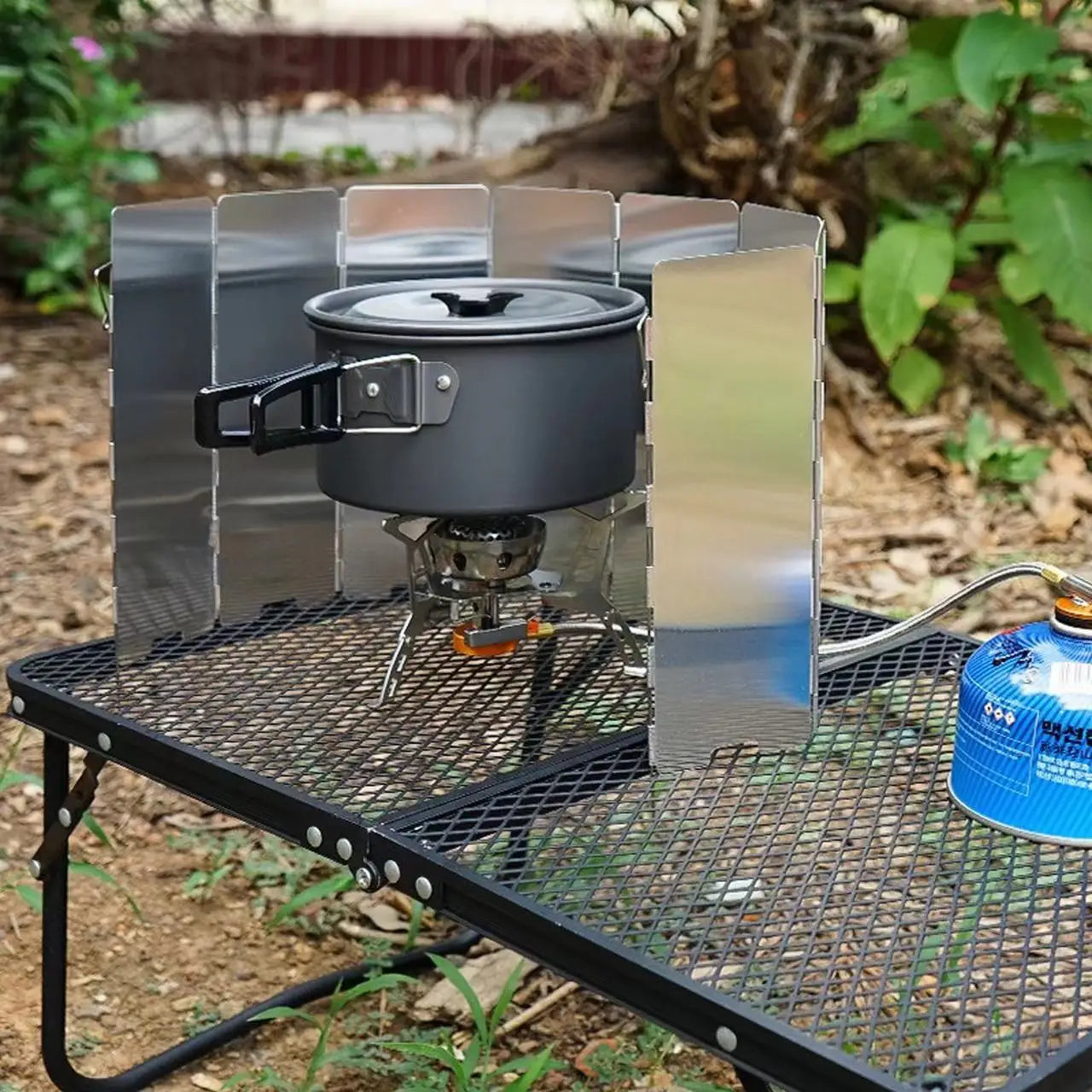 Aluminum Alloy Camping Stove Windshield – 8/9/10 Plate Foldable Wind Screen