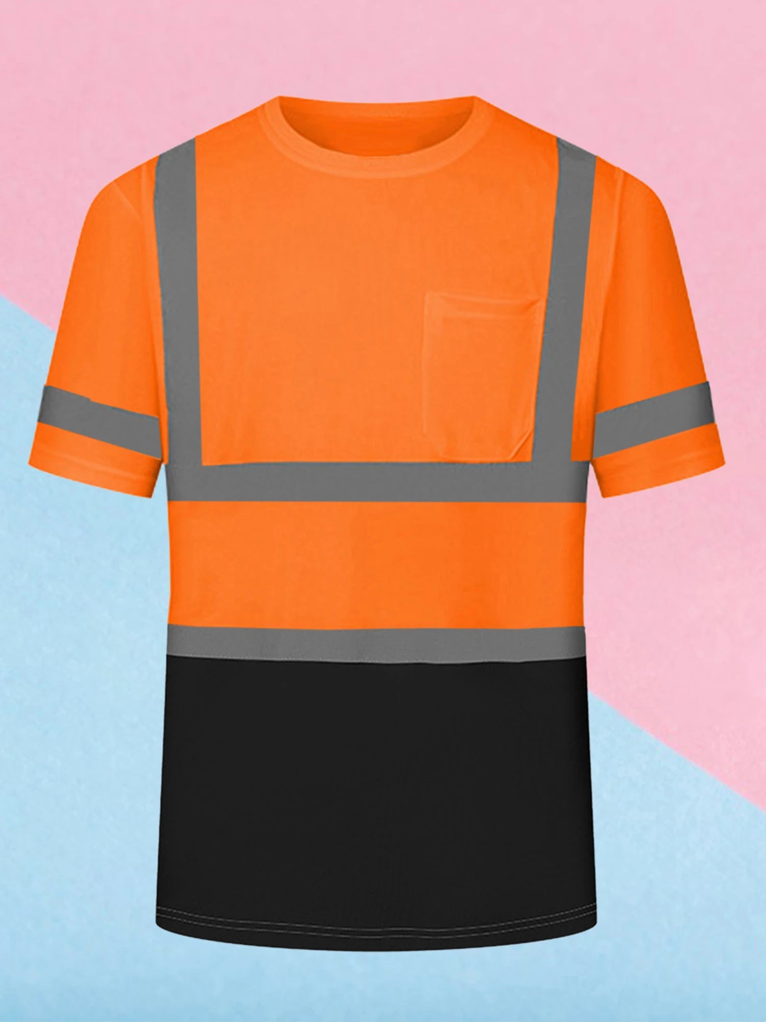 Men’s Hi-Vis Reflective Safety T-Shirt with Pocket