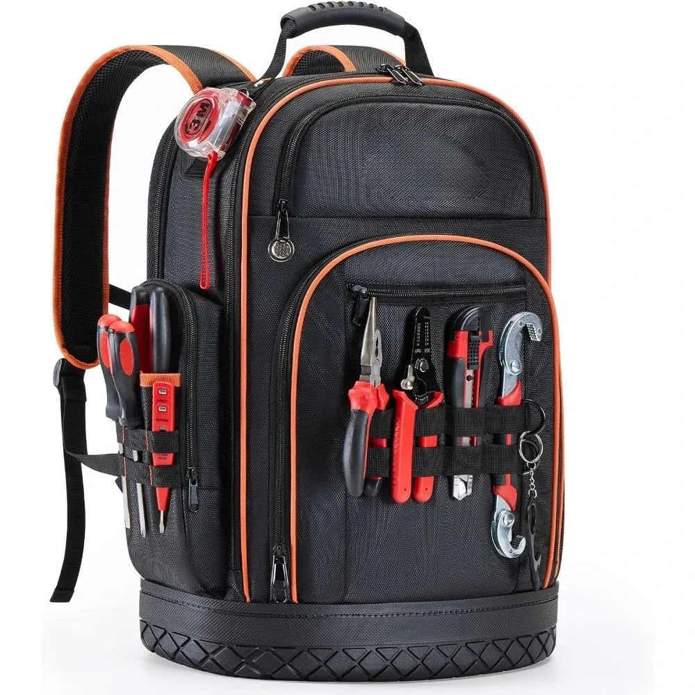 Heavy-Duty Black Tool Backpack – 1680D with Molded Base