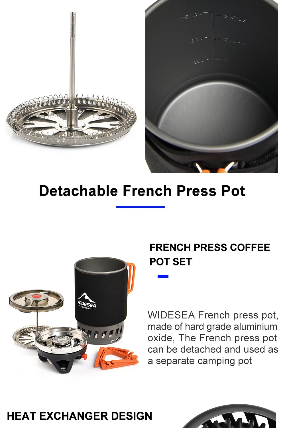Widesea Camping Cooking System – Gas Stove with Heat Exchanger, Pot & Cup Set