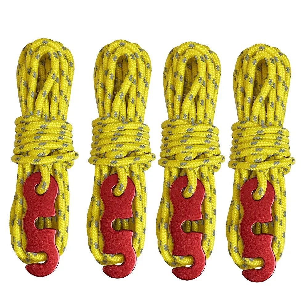 Reflective Tent Ropes (4-Pack) – Windproof Camping Lines with Buckles