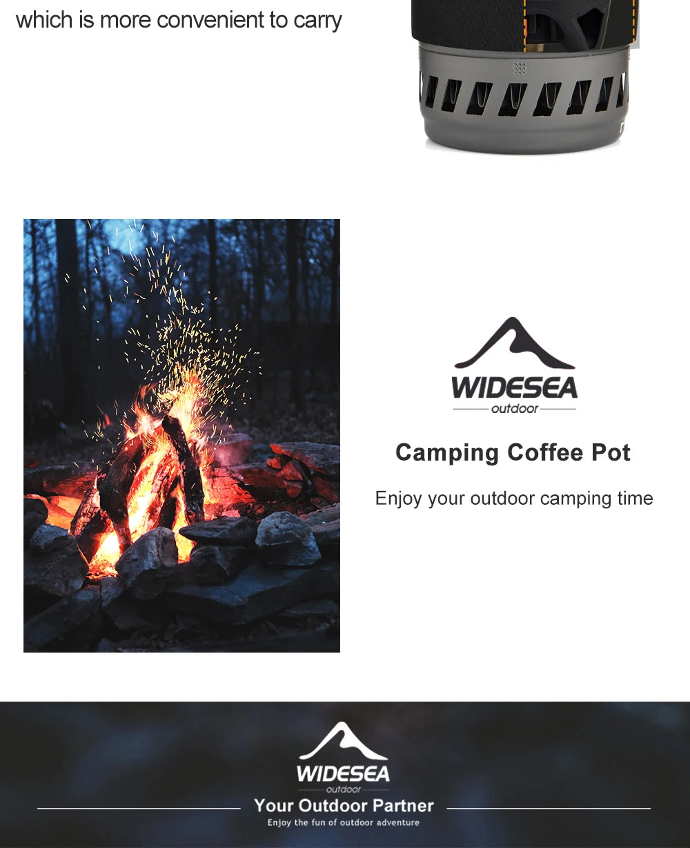 Widesea Camping Cooking System – Gas Stove with Heat Exchanger, Pot & Cup Set