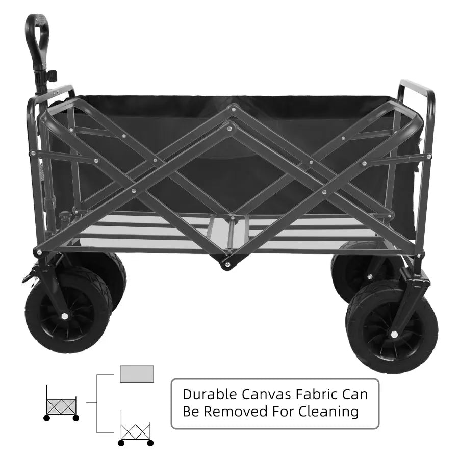 Heavy-Duty Folding Utility Wagon – Collapsible Outdoor Cart for Beach, Garden & Camping
