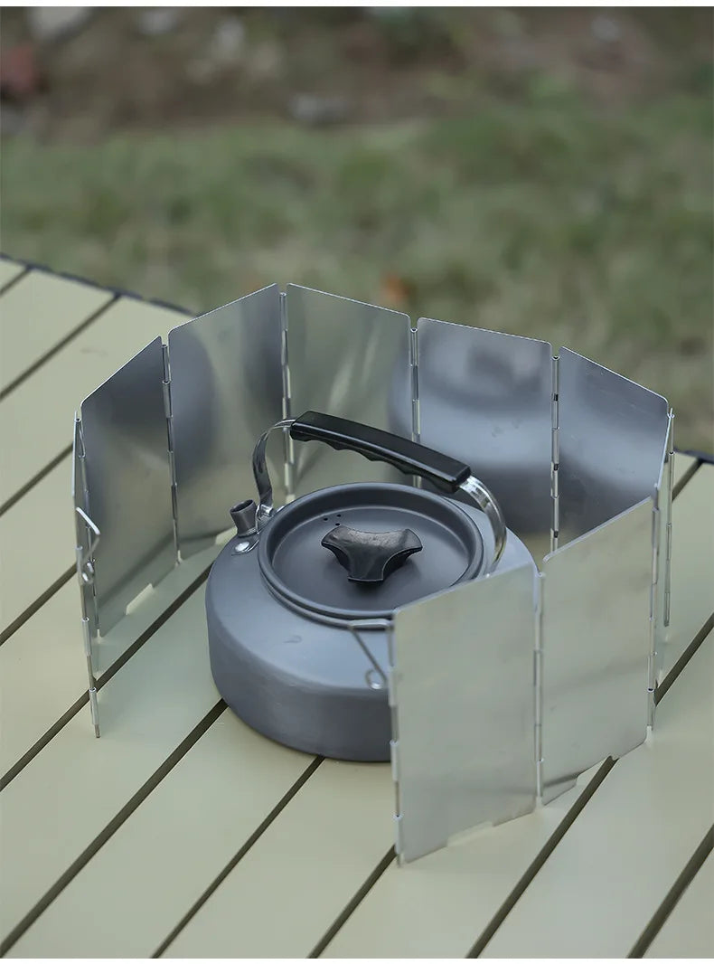 Aluminum Alloy Camping Stove Windshield – 8/9/10 Plate Foldable Wind Screen