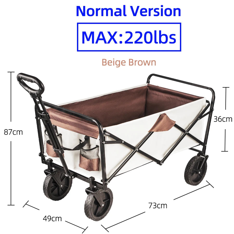 Heavy-Duty Folding Utility Wagon – Collapsible Outdoor Cart for Beach, Garden & Camping