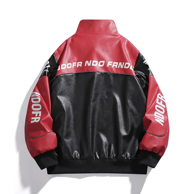 Men’s PU Leather Jacket – Stand Collar, Multi-Pocket