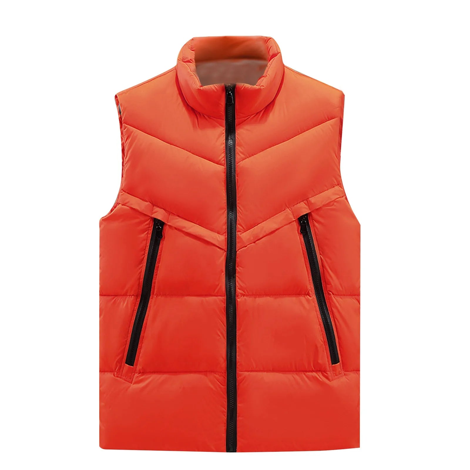 Men’s Winter Stand Collar Vest – Solid Color Zip-Up
