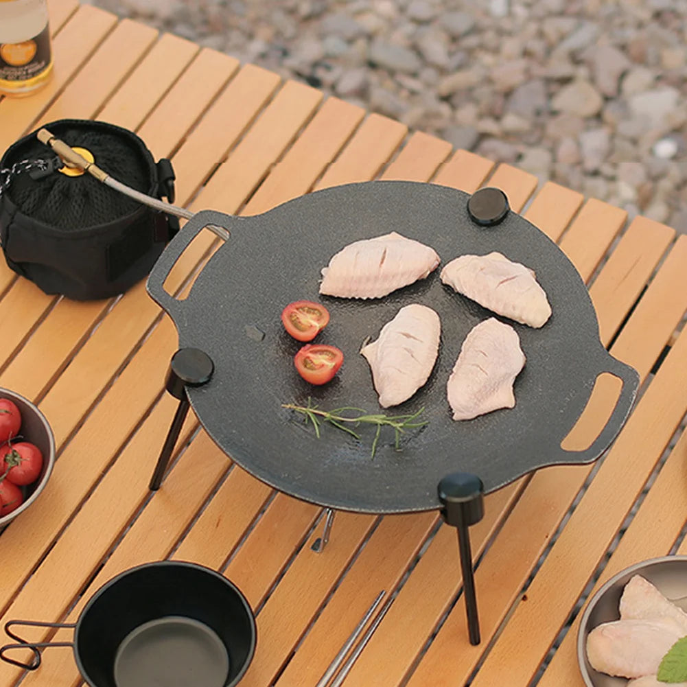 Portable Adjustable Triangular BBQ Grill Pot Rack with Chain