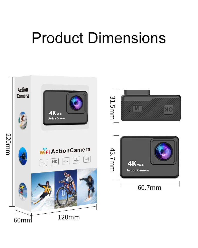 4K Action Camera with WiFi – Waterproof Sports Cam