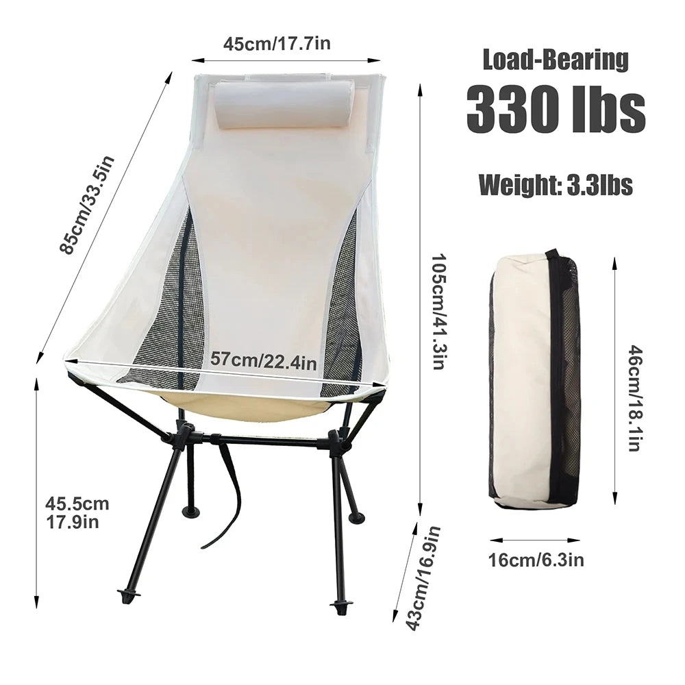 WESTTUNE Folding Camping Chair – Lightweight with Headrest & Aluminum Frame