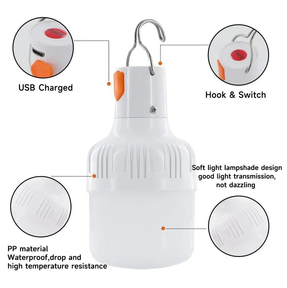 60W Rechargeable LED Emergency Lantern – Portable Outdoor Camping Light