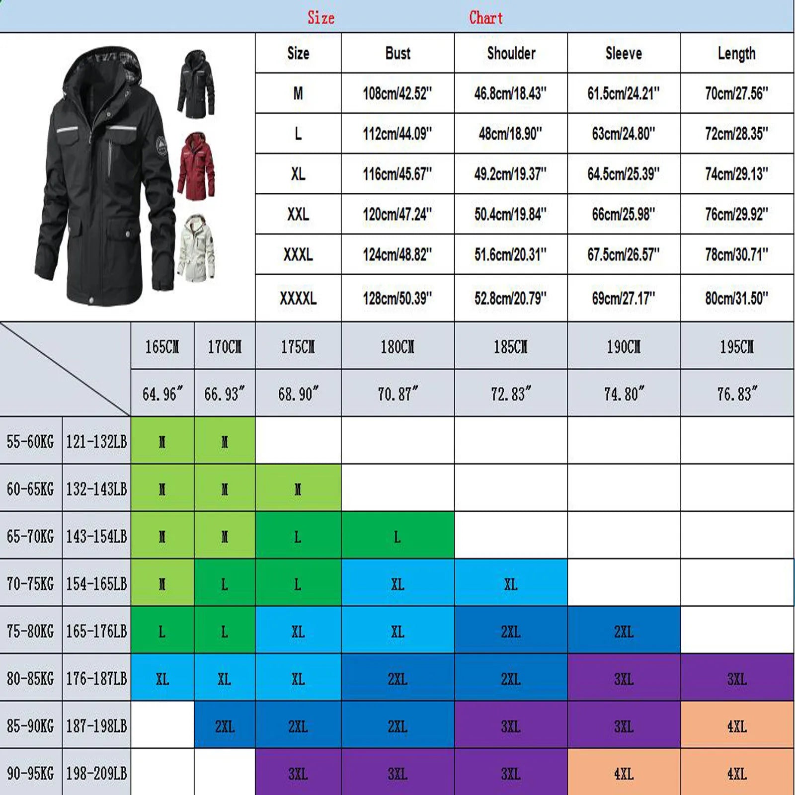 Plus Size Men’s Windproof Hooded Hiking Jacket