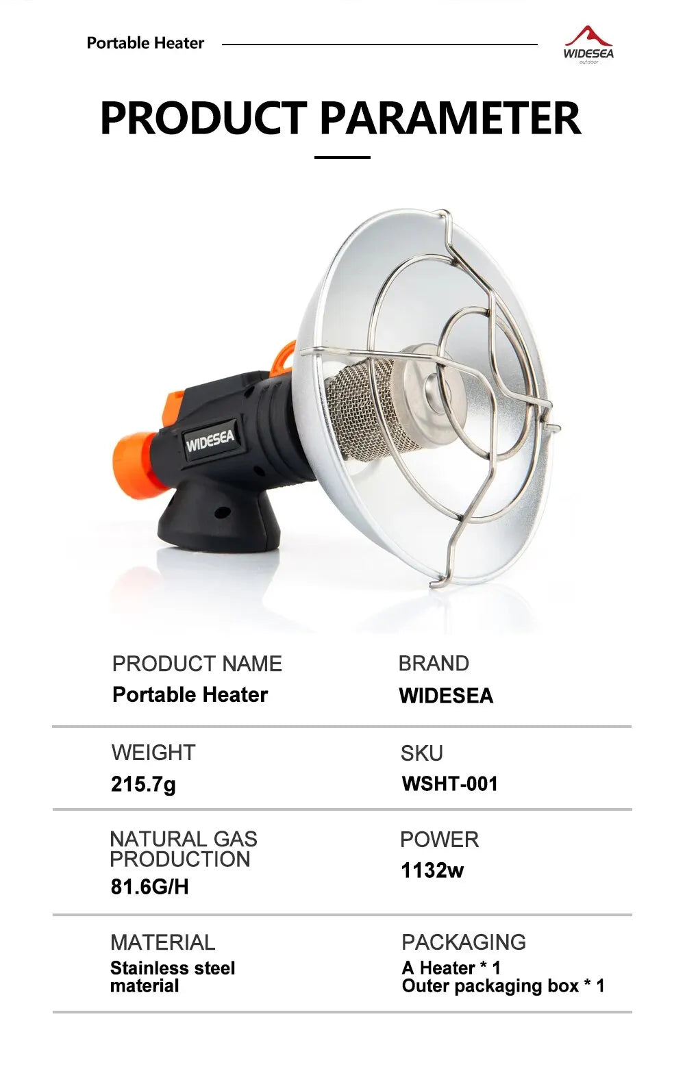 Widesea Portable Stainless Steel Camping Heater – Outdoor Gas Burner & Fireplace