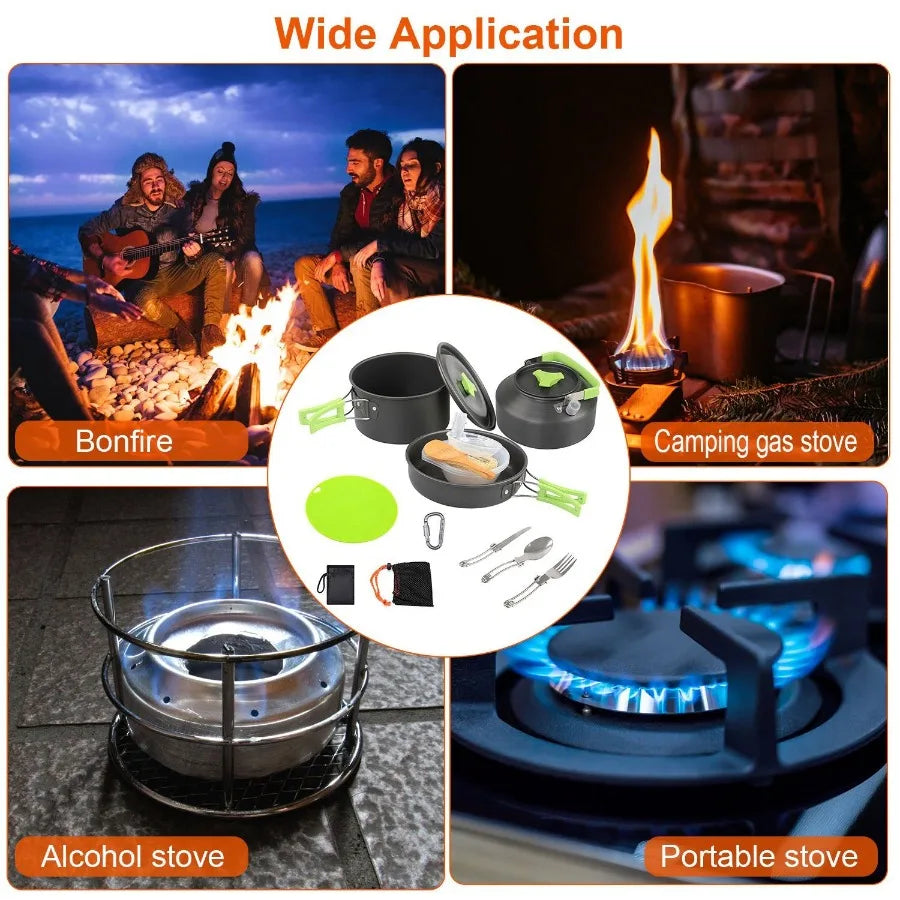 16-Piece Camping Cookware Set with Stove & Utensils