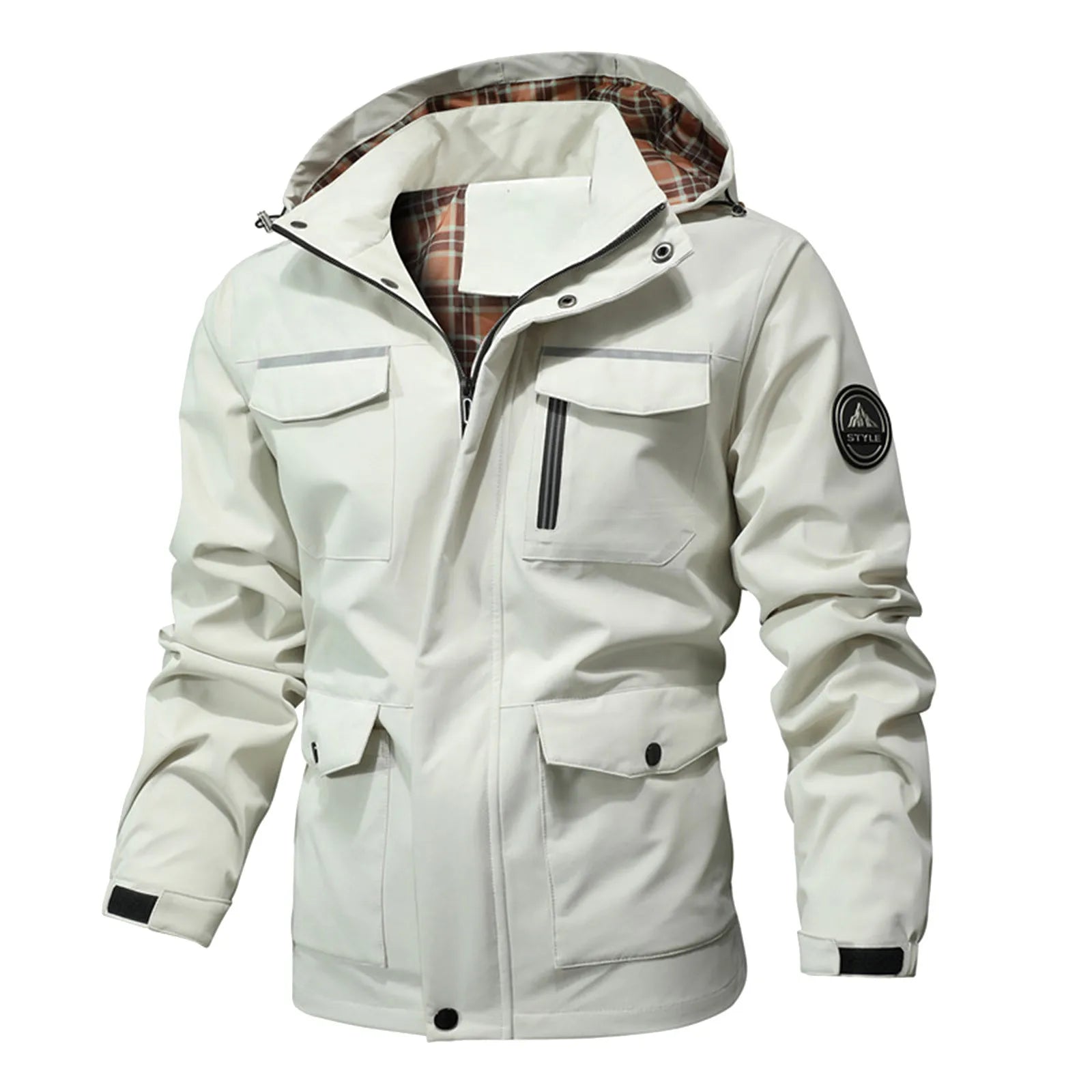 Plus Size Men’s Windproof Hooded Hiking Jacket