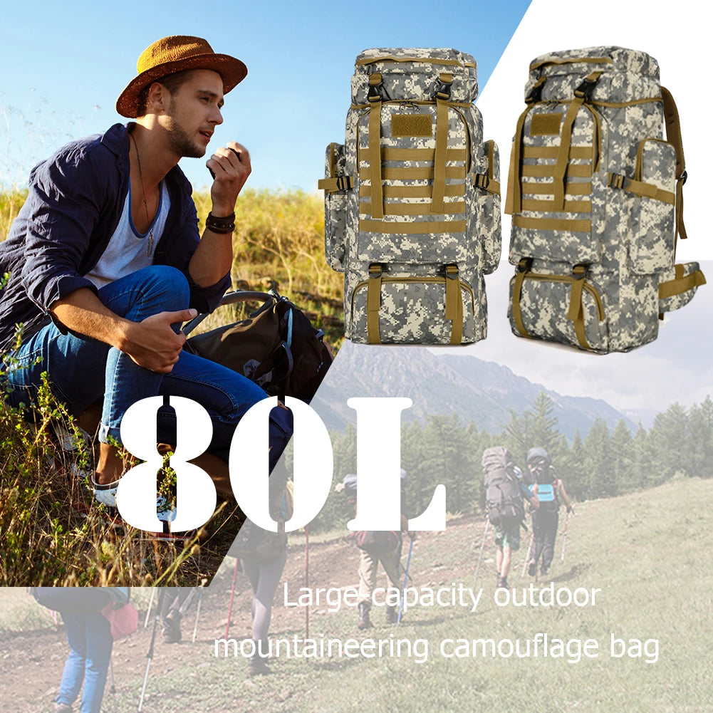 80L Waterproof Tactical Hiking & Climbing Backpack
