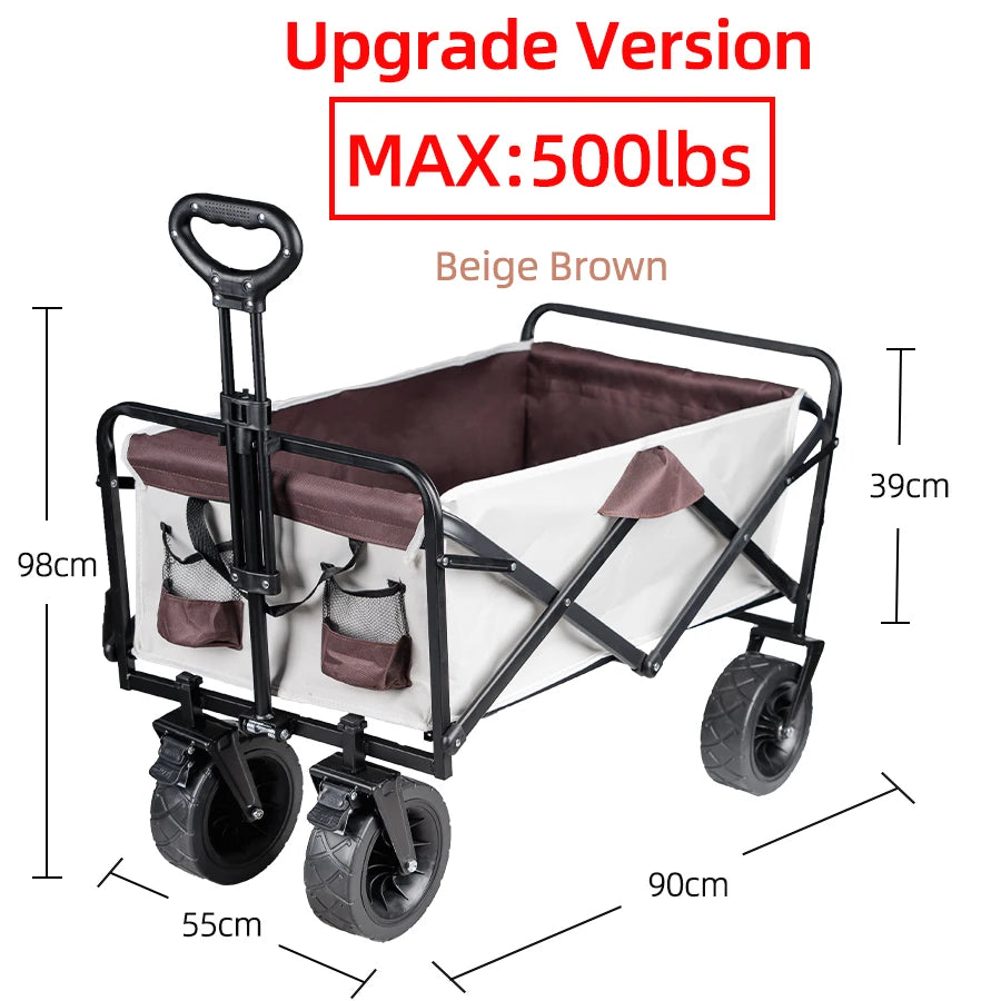 Heavy-Duty Folding Utility Wagon – Collapsible Outdoor Cart for Beach, Garden & Camping