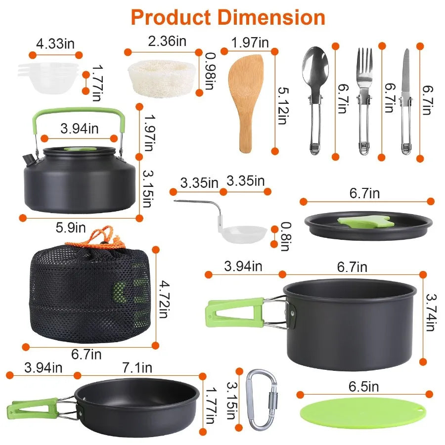 16-Piece Camping Cookware Set with Stove & Utensils